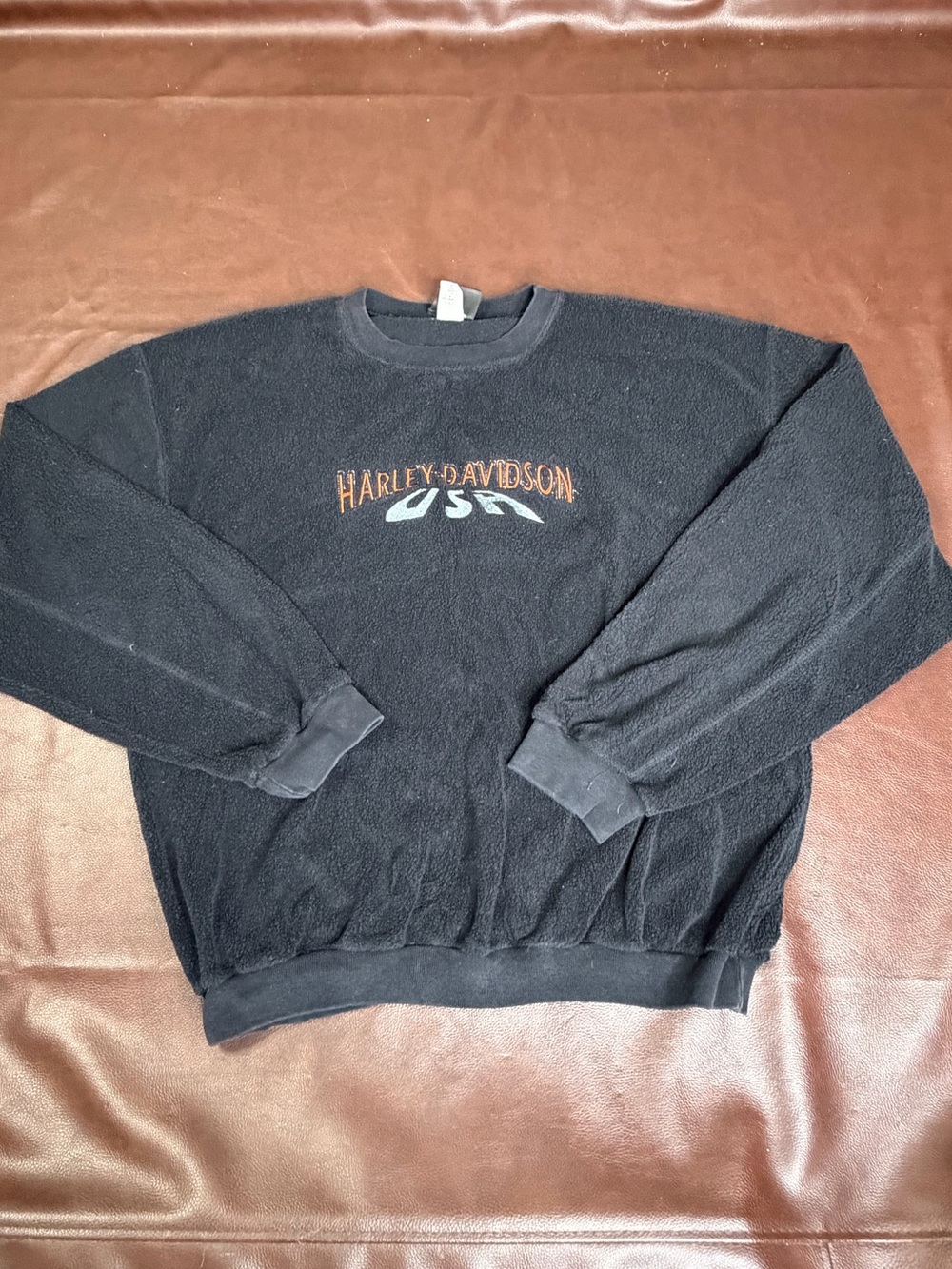 Harley-Davidson Black Crewneck Sweatshirt with Orange Logo